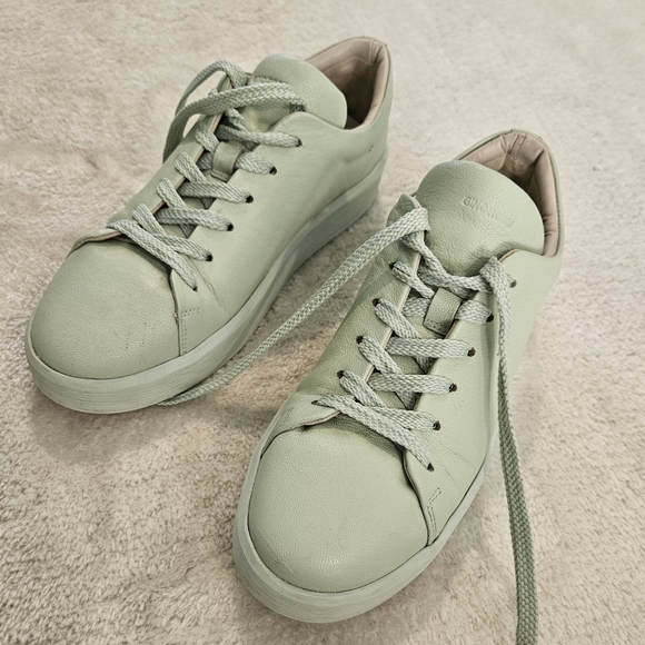 Gino Rossi Shoes - Leather Sneakers Green Pastel Size 9 Feminine Preppy Casual Athleisure Coquette